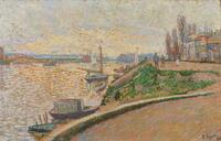 シニャック《アニエールの河岸》画像